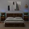 Stylish Smoked Oak Bed Headboard with Cabinets - 160 cm