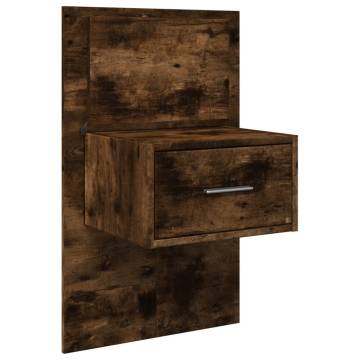 Stylish Smoked Oak Bed Headboard with Cabinets - 160 cm