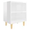 Scandinavian Bed Cabinet with Solid Wood Legs - High Gloss White