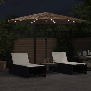 Garden Parasol with LEDs & Steel Pole - Brown 324x324 cm