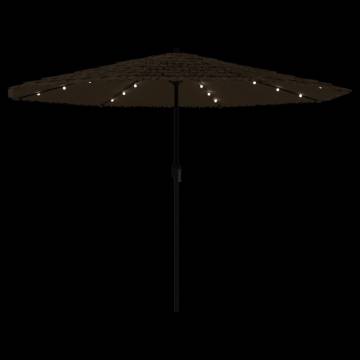 Garden Parasol with LEDs & Steel Pole - Brown 324x324 cm