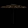 Garden Parasol with LEDs & Steel Pole - Brown 324x324 cm