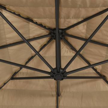 Garden Parasol with LEDs & Steel Pole - Brown 324x324 cm