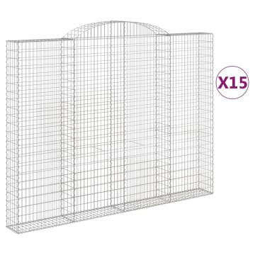 Arched Gabion Baskets - 15 pcs | Galvanised Iron | 300x30x220 cm