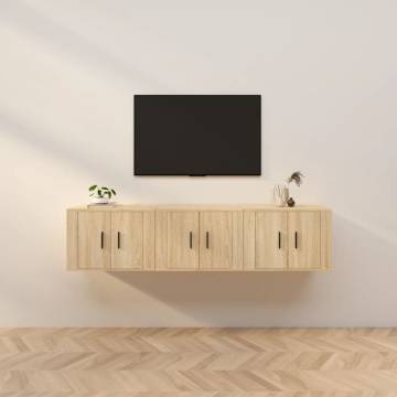 Wall-mounted TV Cabinets - 3 pcs Sonoma Oak | HipoMarket UK