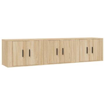 Wall-mounted TV Cabinets - 3 pcs Sonoma Oak | HipoMarket UK