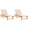 Sun Loungers 2 pcs - Cream Solid Wood Acacia & Textilene