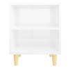 Scandinavian Bed Cabinet with Solid Wood Legs - High Gloss White