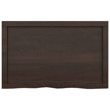 Wall Shelf Dark Brown Solid Oak - Rustic Storage Solution