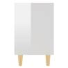 Scandinavian Bed Cabinet with Solid Wood Legs - High Gloss White