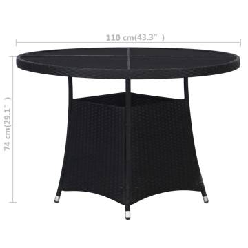 Garden Table Black Ø110x74 cm - Durable Poly Rattan Design