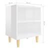 Scandinavian Bed Cabinet with Solid Wood Legs - High Gloss White