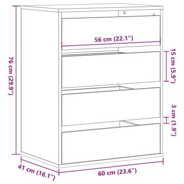 Elegant Black Corner Chest of Drawers - 60x41x76 cm