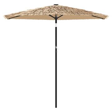 Garden Parasol with LEDs & Steel Pole - 268x268 cm Brown