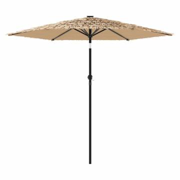 Garden Parasol with LEDs & Steel Pole - 268x268 cm Brown