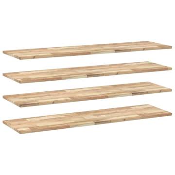 Floating Shelves | 4 pcs Solid Acacia Wood - Space-Saving Design