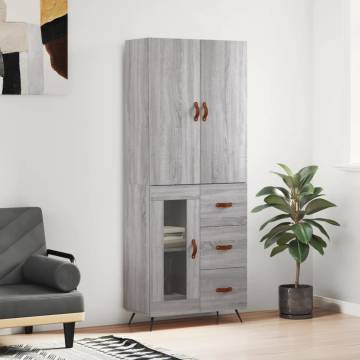 Highboard Grey Sonoma 69.5x34x180 cm - Stylish Storage Solution