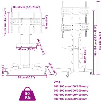 TV Stand on Wheels for 32-70 Inch Screens - VESA 600x400