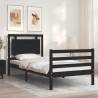 Black Single Bed Frame with Headboard | Solid Pine Wood