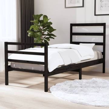 Black Solid Wood Pine Bed Frame 90x190 cm - Single