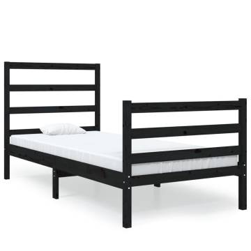 Black Solid Wood Pine Bed Frame 90x190 cm - Single