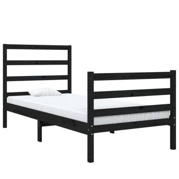 Black Solid Wood Pine Bed Frame 90x190 cm - Single