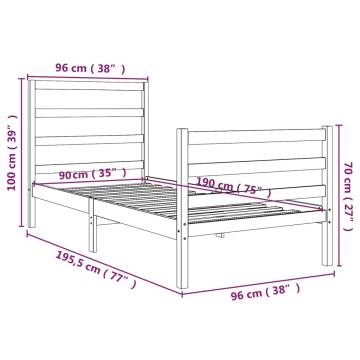 Black Solid Wood Pine Bed Frame 90x190 cm - Single