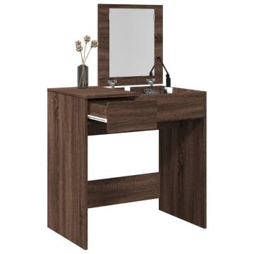 Brown Oak Dressing Table with Mirror - Stylish & Functional