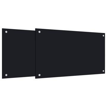 Black Tempered Glass Kitchen Backsplashes - 2 pcs | HipoMarket