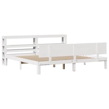 White Bed Frame with Headboard 180x200 cm Super King - Hipomarket