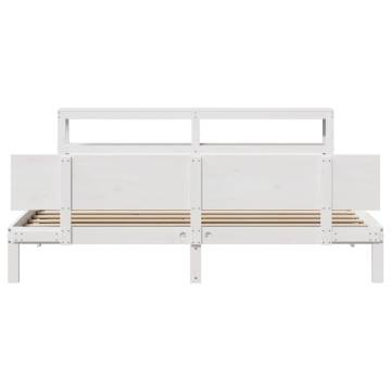 White Bed Frame with Headboard 180x200 cm Super King - Hipomarket