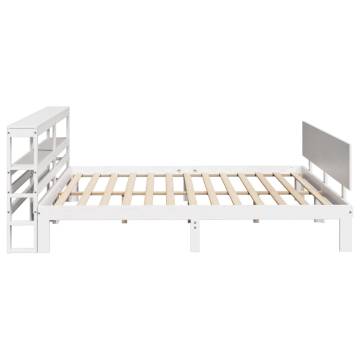 White Bed Frame with Headboard 180x200 cm Super King - Hipomarket