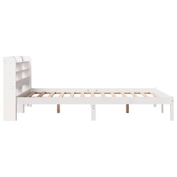 White Bed Frame with Headboard - Solid Pine, 120x200 cm