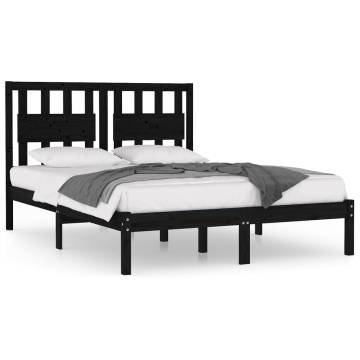 Black Solid Wood Pine Bed Frame 120x200 cm - Hipomarket