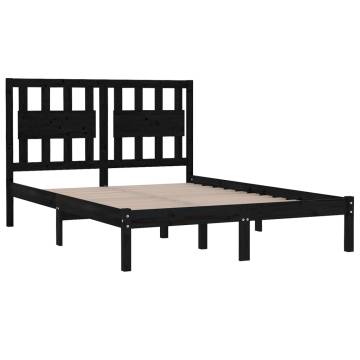 Black Solid Wood Pine Bed Frame 120x200 cm - Hipomarket