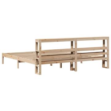 Super King Bed Frame with Headboard - Solid Pine Wood 180x200 cm