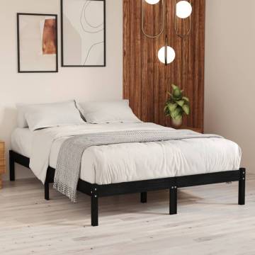 Stylish Black Solid Wood Pine Bed Frame - 120x200 cm