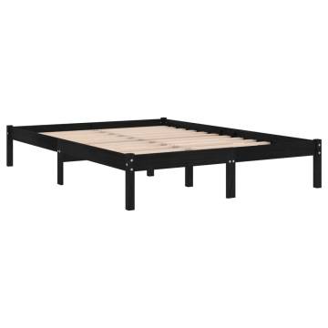 Stylish Black Solid Wood Pine Bed Frame - 120x200 cm