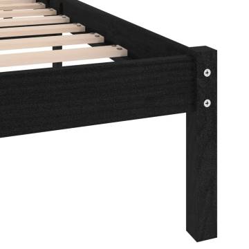 Stylish Black Solid Wood Pine Bed Frame - 120x200 cm