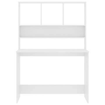 Stylish White Desk with Shelf - Space-Saving Design 110x45x157 cm