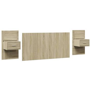 Stylish Bed Headboard with Cabinets - Sonoma Oak 160 cm