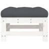 Garden Footstool with Cushion - White Solid Wood Pine