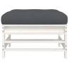 Garden Footstool with Cushion - White Solid Wood Pine