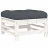 Garden Footstool with Cushion - White Solid Wood Pine