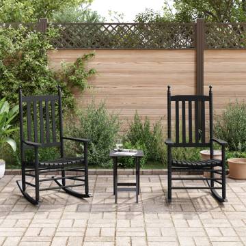 Comfortable Black Wooden Rocking Chairs - 2 Pcs Set