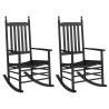 Comfortable Black Wooden Rocking Chairs - 2 Pcs Set