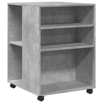 Stylish Side Table with Wheels - Concrete Grey Engineered Wood