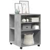 Stylish Side Table with Wheels - Concrete Grey Engineered Wood