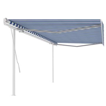 Manual Retractable Awning 5x3 m - Blue & White | Hipo Market