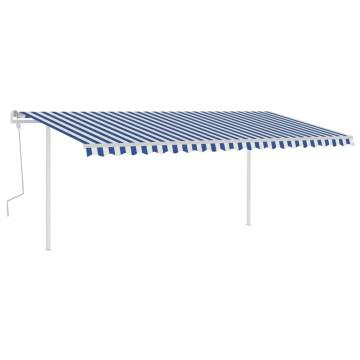 Manual Retractable Awning 5x3 m - Blue & White | Hipo Market